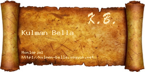Kulman Bella névjegykártya